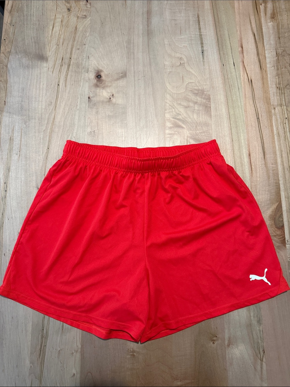 Puma Red Women's Athletic Shorts with Logo